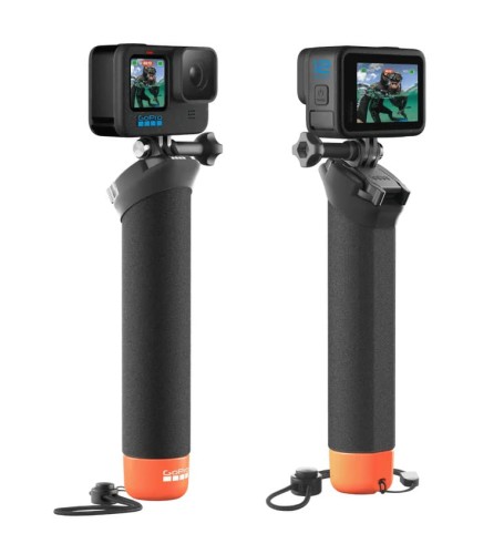 GoHD handler uchyt z założoną kamerą, widok z przodu i z tyłu