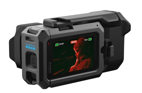 Point and Shoot Grip z kamerą Mission 1 widok z boku