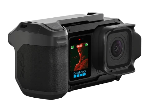 Point and Shoot Grip widok z boku od przodu wraz z kamera GoPro
