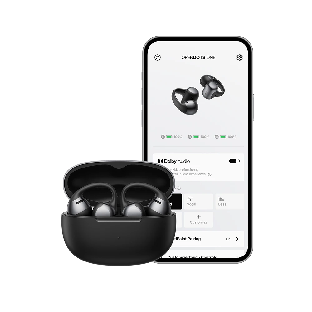 Shokz OpenDots One Black i możliwość regulacji w aplikacji