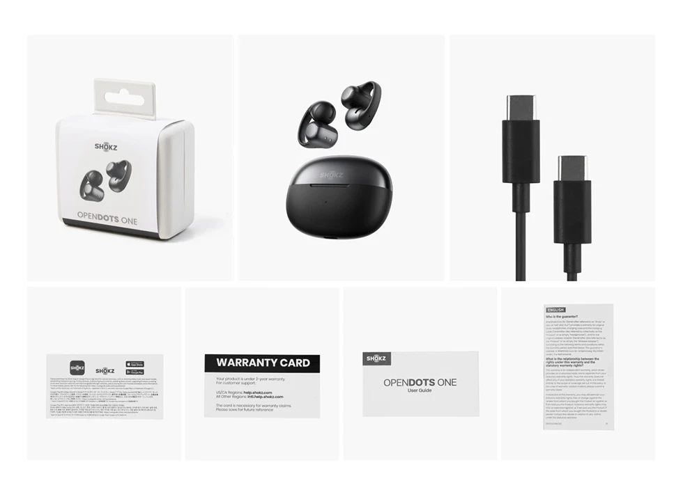 Zawartość zestawu i opakowanie Shokz OpenDots One Black