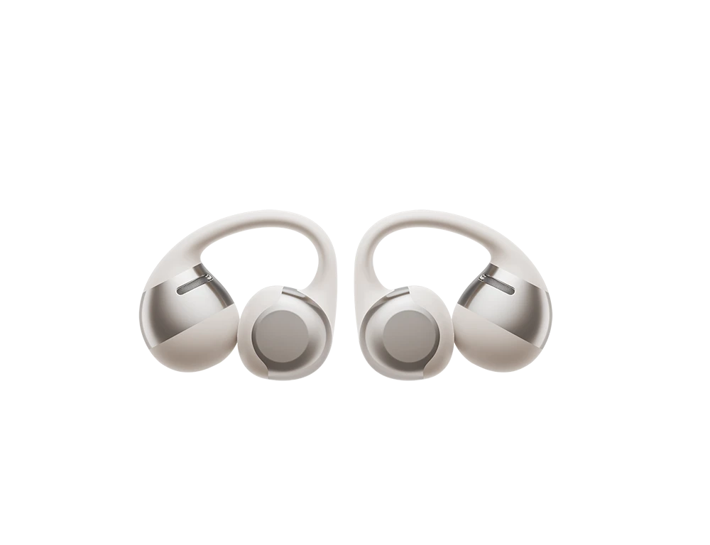 Dwie słuchawki Shokz OpenDots One Grey bez etui ładującego