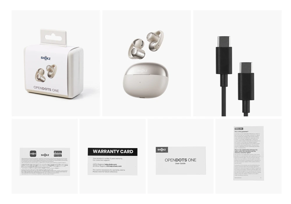 Opakowanie i zawartość Shokz OpenDots One Grey